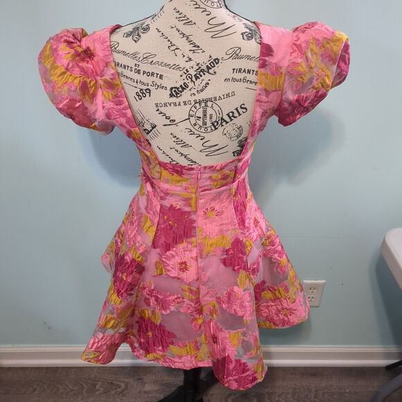 Selfie Leslie Perfect Match Puff Sleeve Low Back Mini Dress Pink extra small - Picture 2 of 6